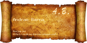 Andrae Barna névjegykártya