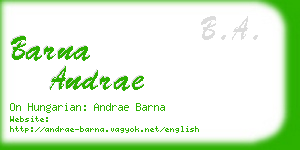 barna andrae business card